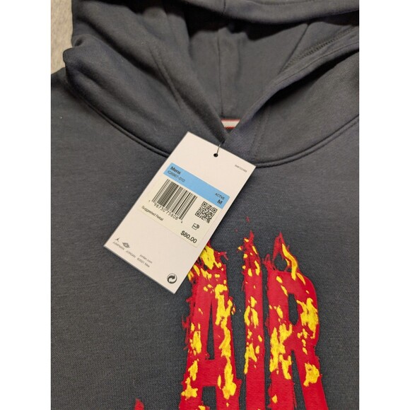 New Nike Air Jordan AJ5 Fire Graphic Fleece Pullover Mens Hoodie Size Medium - Picture 6 of 7